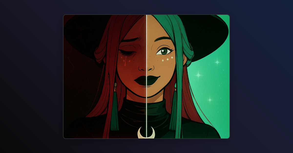 Mirrored Dual-Portrait: Rektober vs Uptober Transformation - Emerge